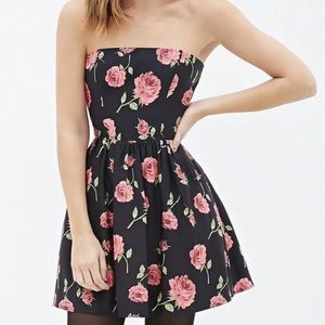 Strapless Floral Mini Dress